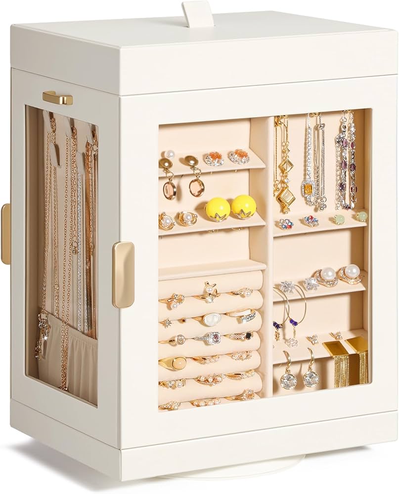 TidyStash 360° Rotating Jewelry Organizer, Large, Elegant Jewelry